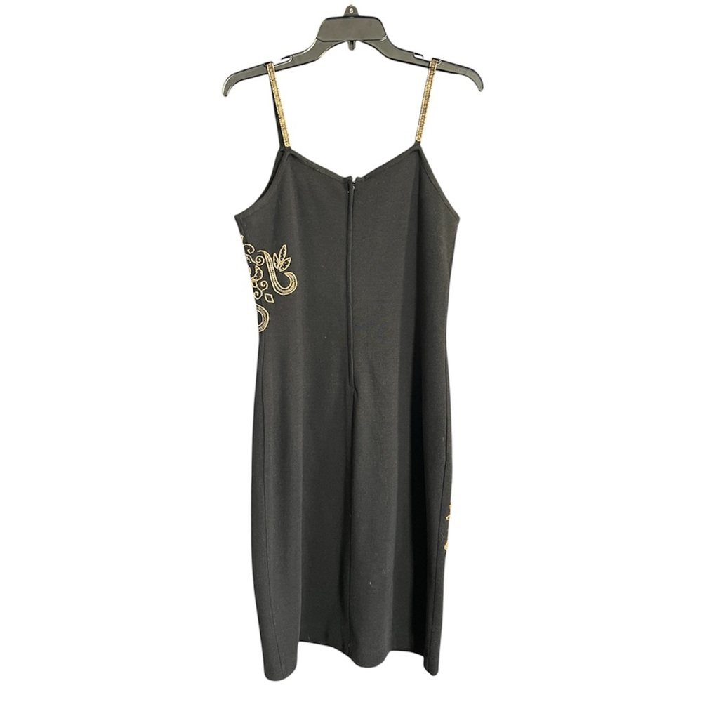 The Limited Y2K Wool Blend Beaded Cocktail Dress Black Gold size Medium - Picture 2 of 7